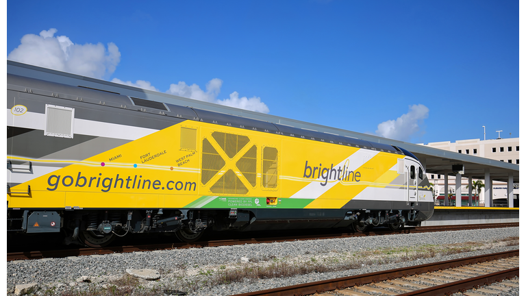 Close up of a Brightline Train