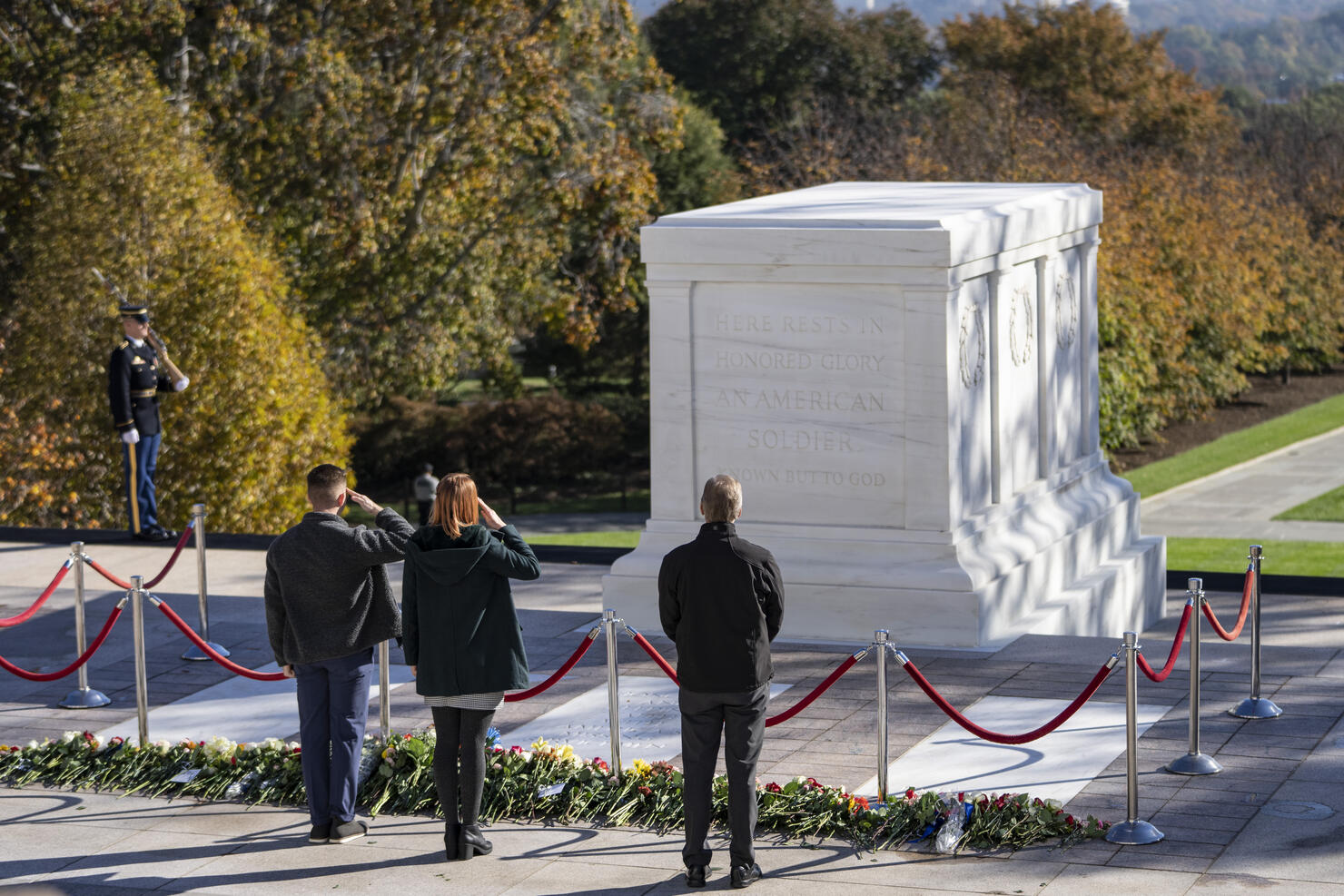 Flower Ceremony Held At Tomb Of The Unknown Soldier In Arlington Cemetery