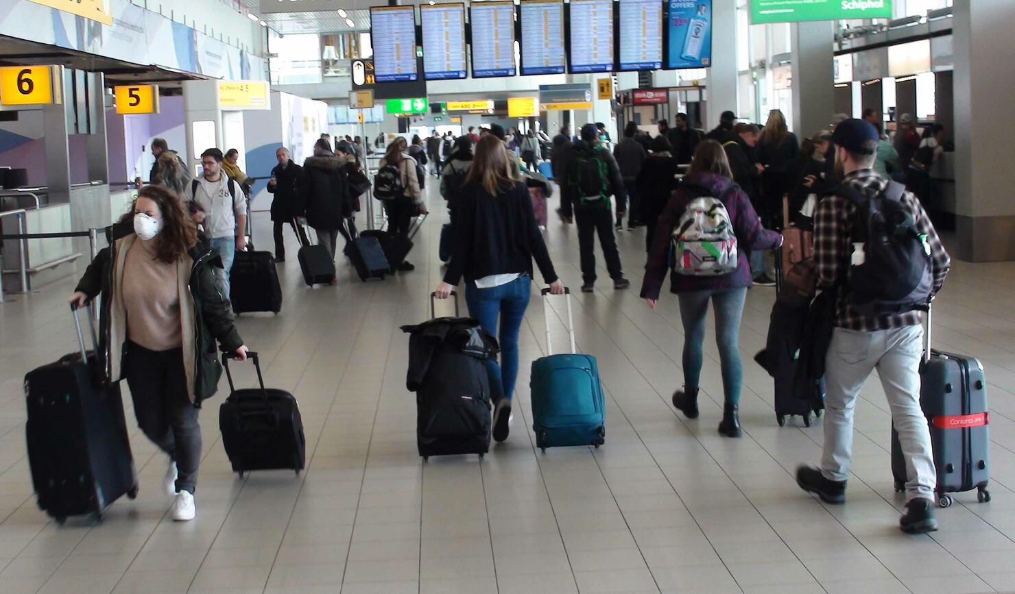 Amsterdam Schiphol Airport, Less People Travel Do To Coronavirus (COVID-19) In The Netherlands. Europe