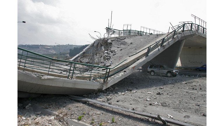 Lebanon, Beirut, Bridge destroyed by war