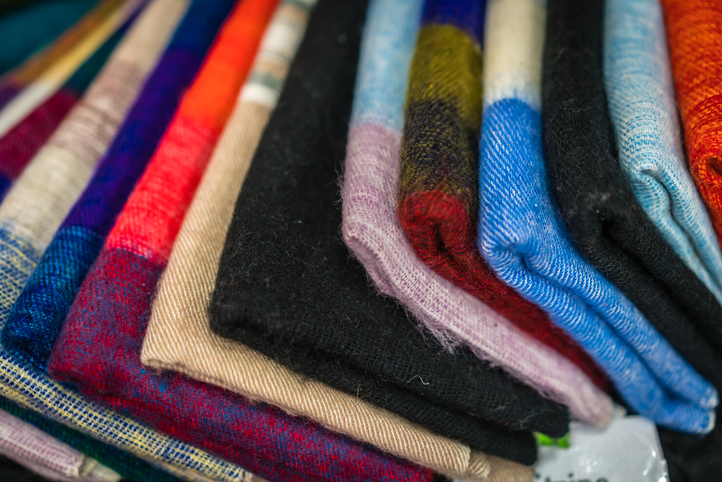 Colorful textures of scarves and blankets