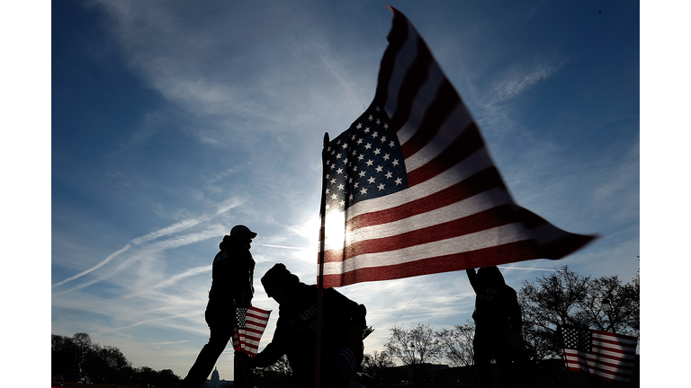 American Flags Planted On National Mall To Honor Service Members Who Committed Suicide