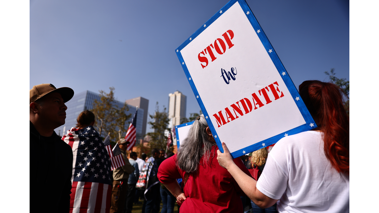 Activists Demonstrate Against Los Angeles' City Worker Vaccine Mandate