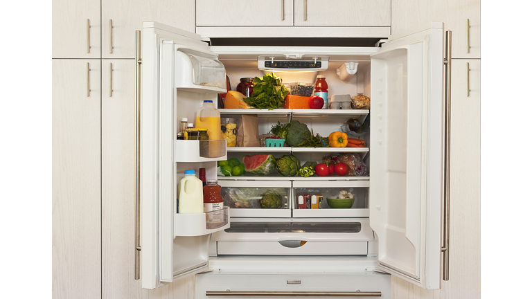 view of inside of refrigerator with healthy food