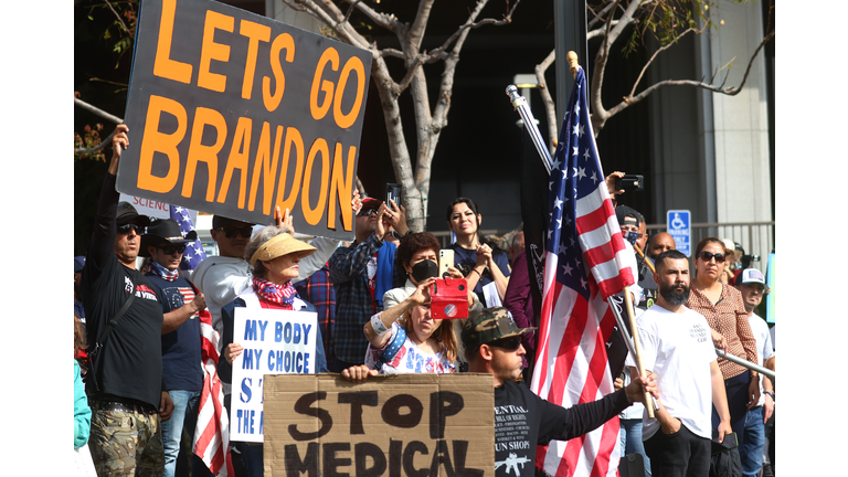 Activists Demonstrate Against Los Angeles' City Worker Vaccine Mandate