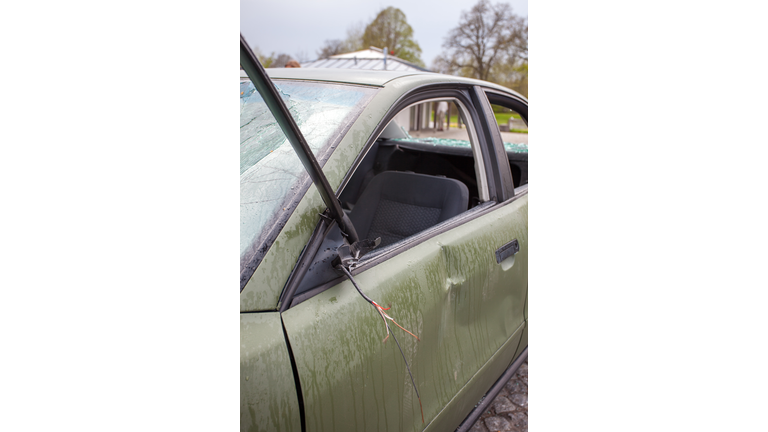 Vandalized side of a car