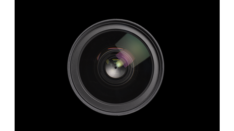 Close up of lens on black background