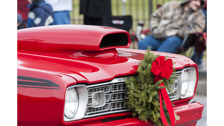 Christmas classic muscle car