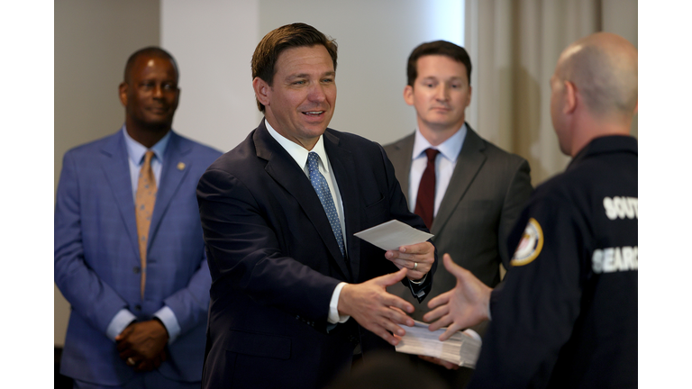 Florida Governor Ron DeSantis Holds News Conference In Surfside