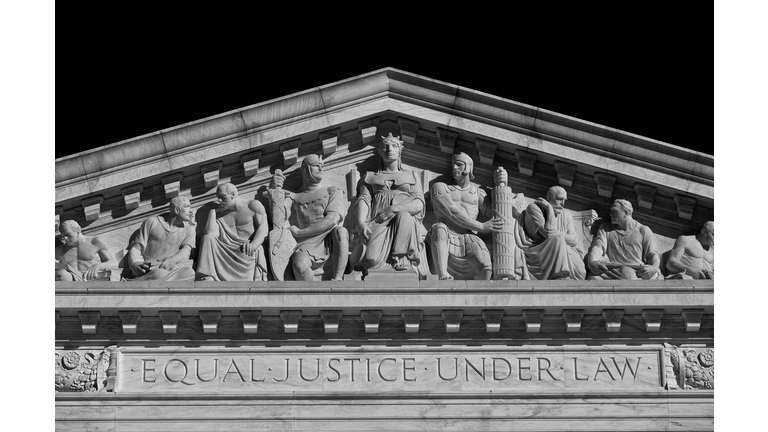 U.S. Supreme Court Building: Inscription "Equal Justice Under Law" and Sculpture Above Main West Entrance