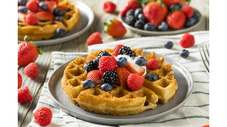Sweet Homemade Berry Belgian Waffle