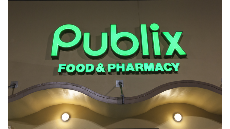 Publix supermarket sign at night