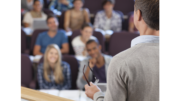 Professor and students in lecture hall