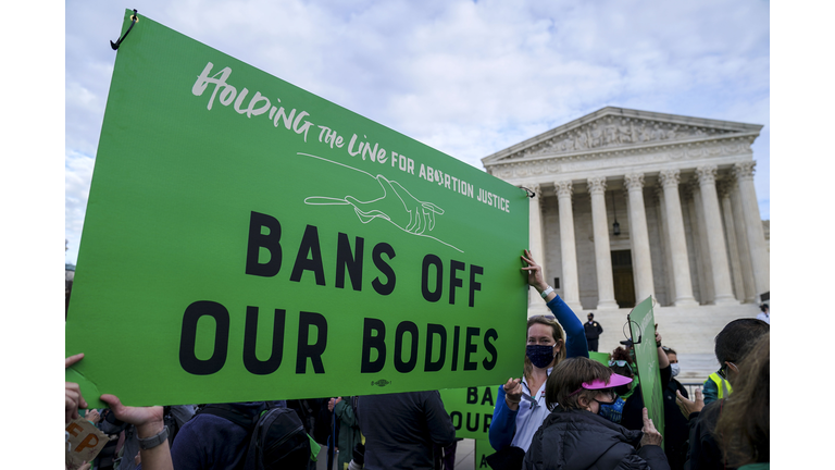 Women's March "Hold The Line For Abortion Justice" At The Supreme Court During Jackson Women's Health Organization v. Dobbs Hearing