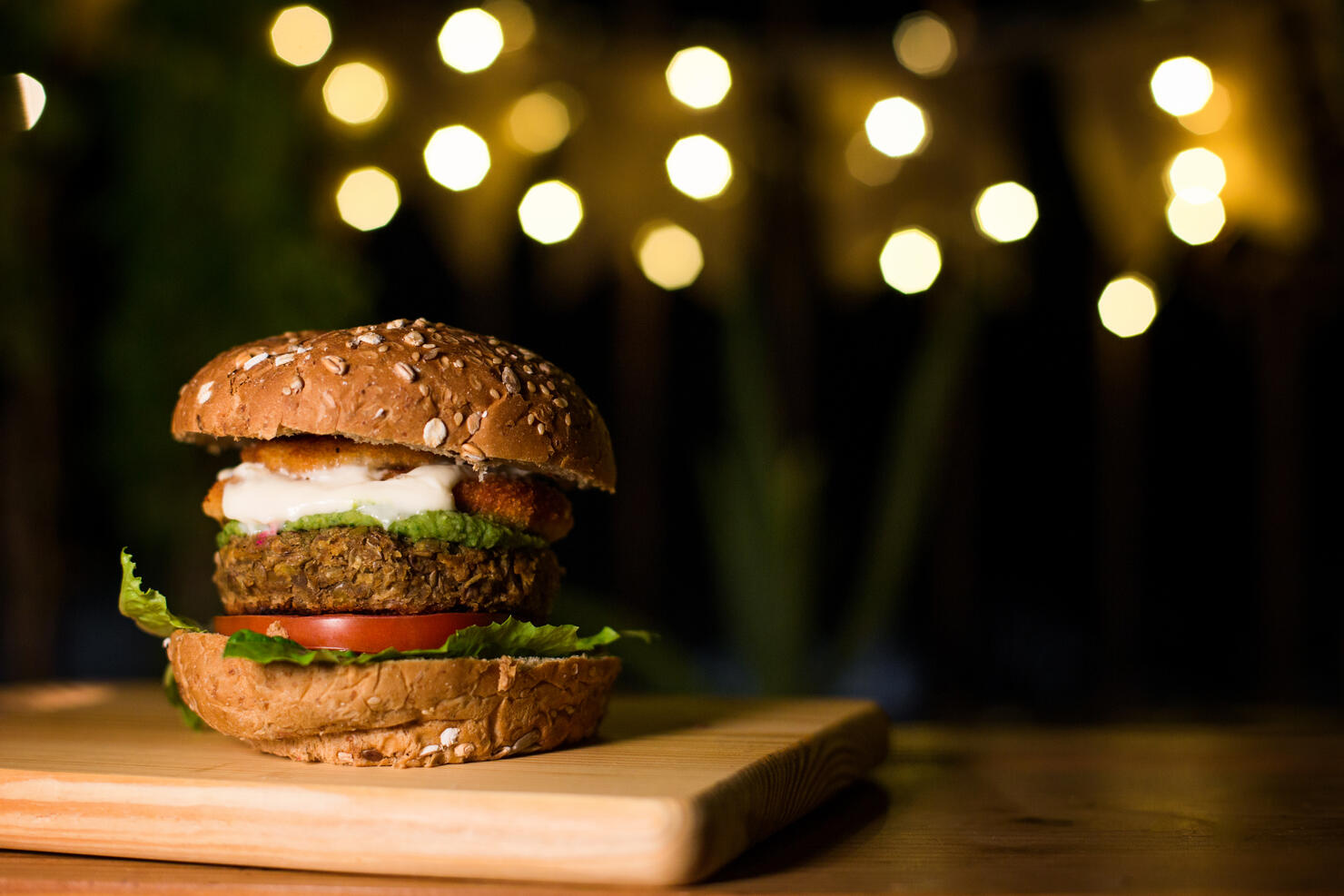 Vegetarian burger on the table