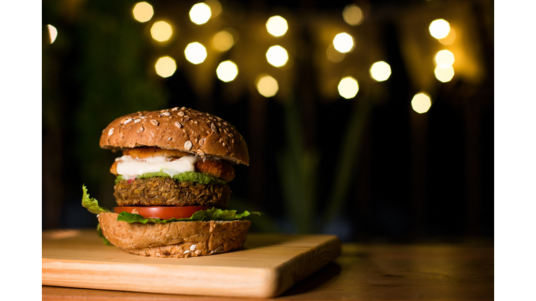 Vegetarian burger on the table