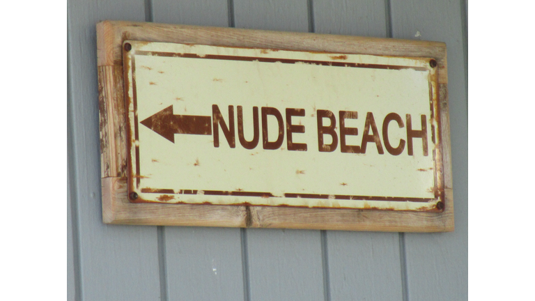 Nude beach sign