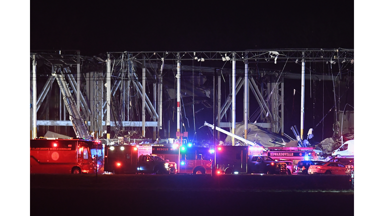 Tornado Hits Amazon Warehouse In Edwardsville, Illinois