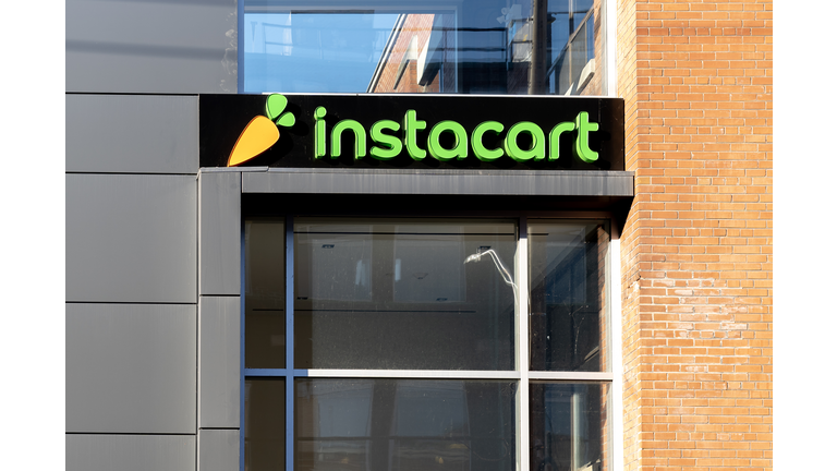 Instacart company closeup sign is seen in Toronto, Canada.