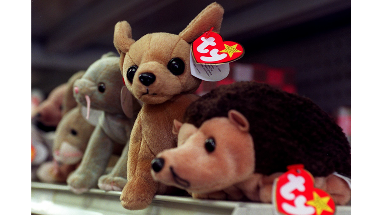 Beanie Babies sit on the shelf of a variety store