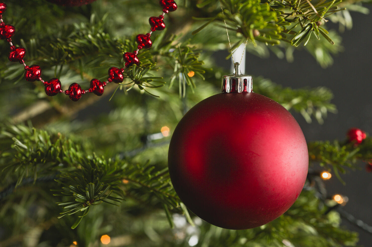 Christmas ornament on tree, close-up