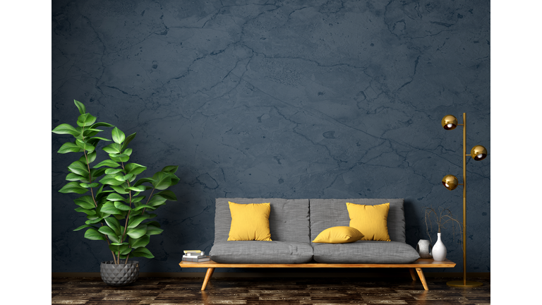 Interior of living room with sofa 3d rendering