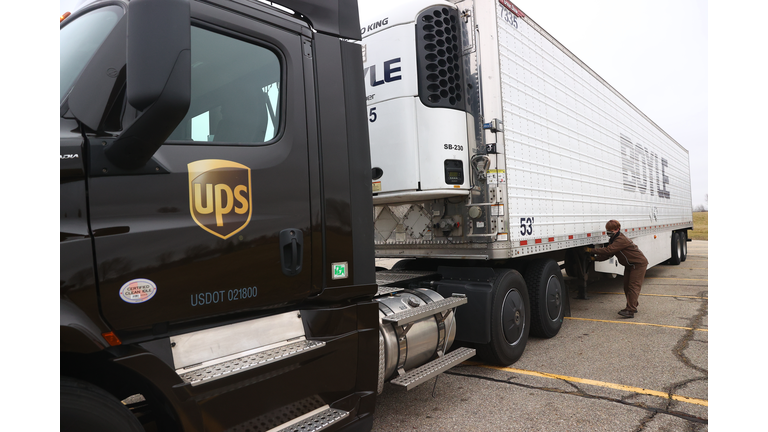 The First Shipments Of The Pfizer And BioNTech COVID-19 Vaccine Are Transported For Shipping