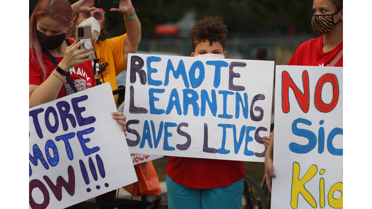 Chicago Public School Parents And Students Protest "Chaotic" Schools Reopening