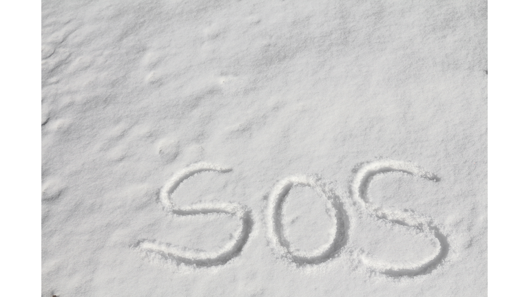 SOS in smooth snow with copy space