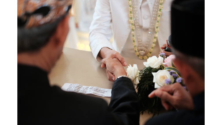 Marriage contract on wedding