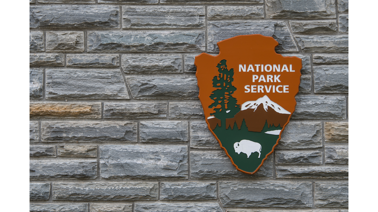 National Park Service Sign With Copy Space to Left