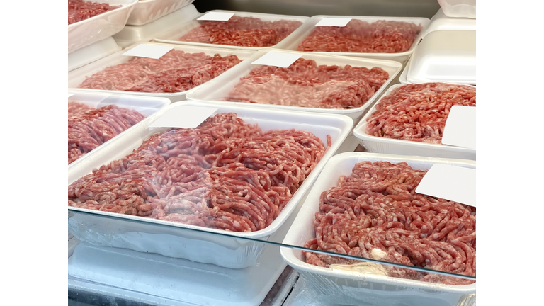 Ground beef im market display