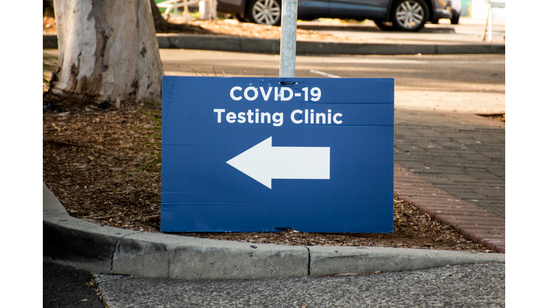 COVID-19 testing clinic sign. Coronavirus outbreak