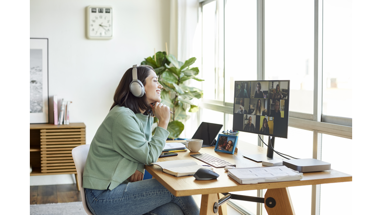 Businesswoman Discussing Through Video Call