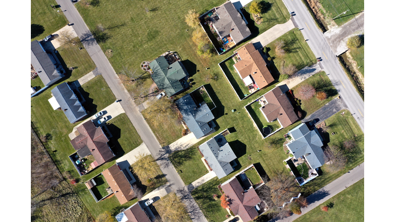 Aerial View of Houses in a Subdivision