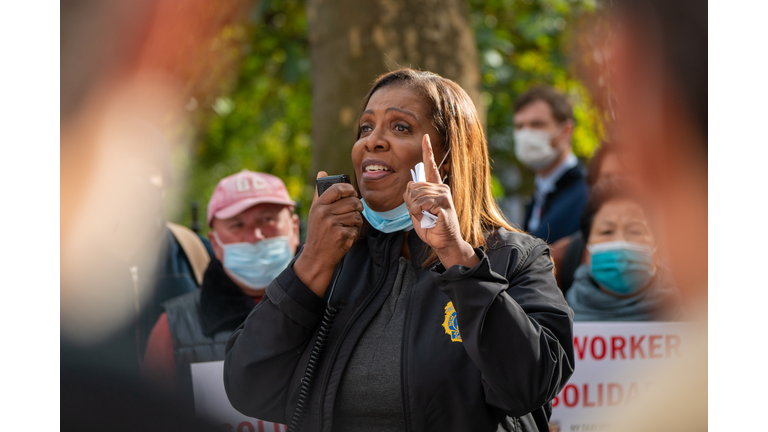 New York State Attorney General Letitia James Rallies With NYC Taxi Drivers On Hunger Strike