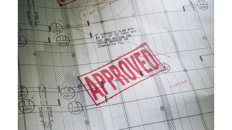 Blueprint with APPROVED rubber Stamped