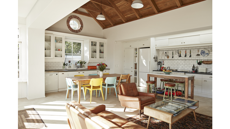 Interior of kitchen & living room at home