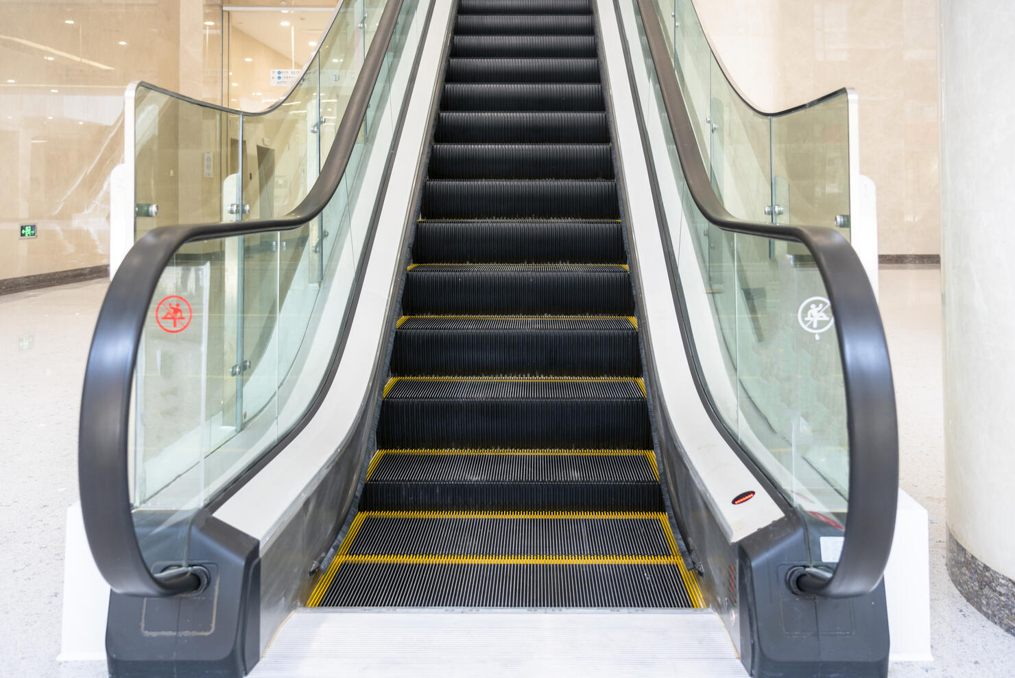 Front view of escalator
