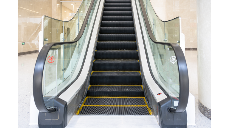 Front view of escalator