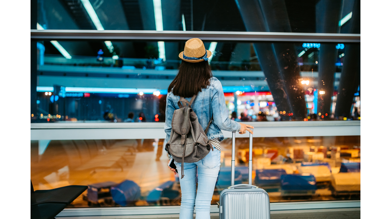 Woman waiting for a flight
