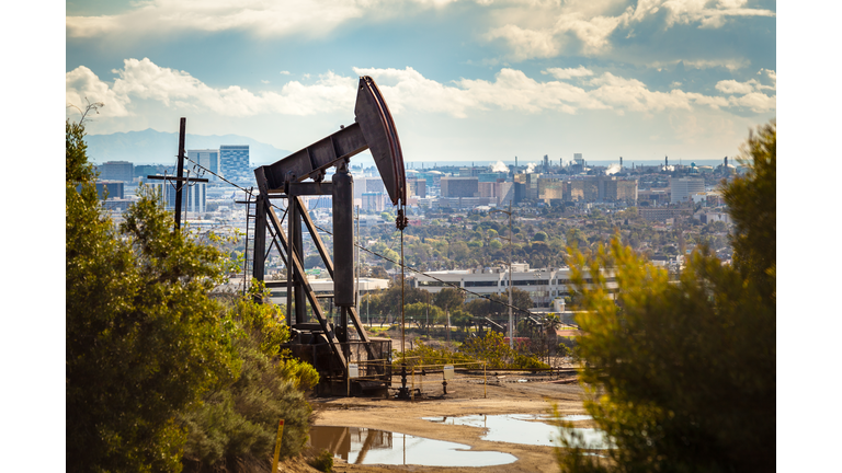 Oil Pumpjack Overlooking the Westside of Los Angeles