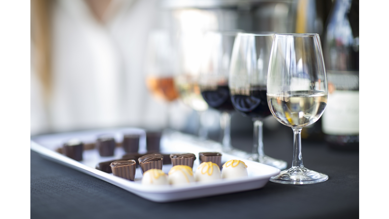 Wine degustation with chocolates