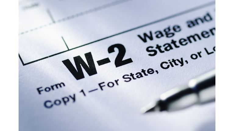 Pen on a Form W-2 Wage and Tax Statement
