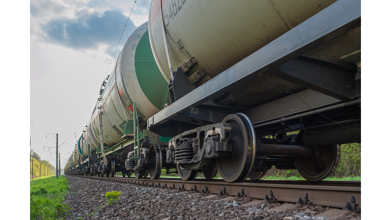 big tank wagons move on railways permanent track