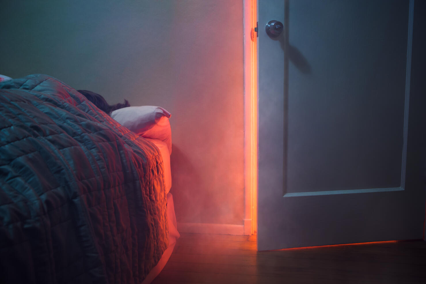 Fire Visible Through Bedroom Door