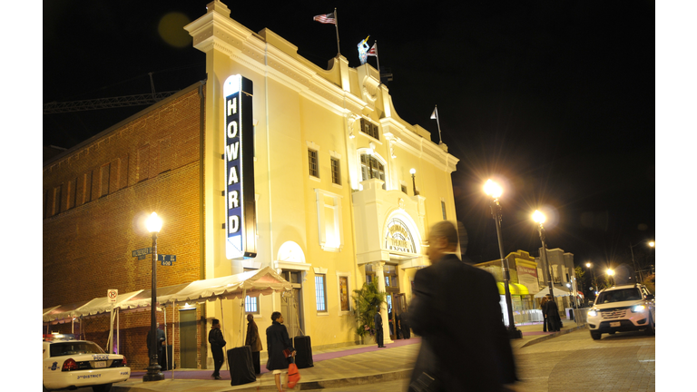 People stand outside Howard Theater duri