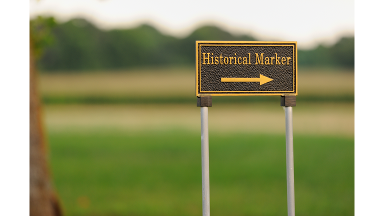 Historical marker road sign