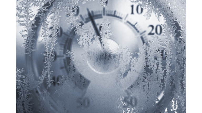 Thermometer behind a freezing window