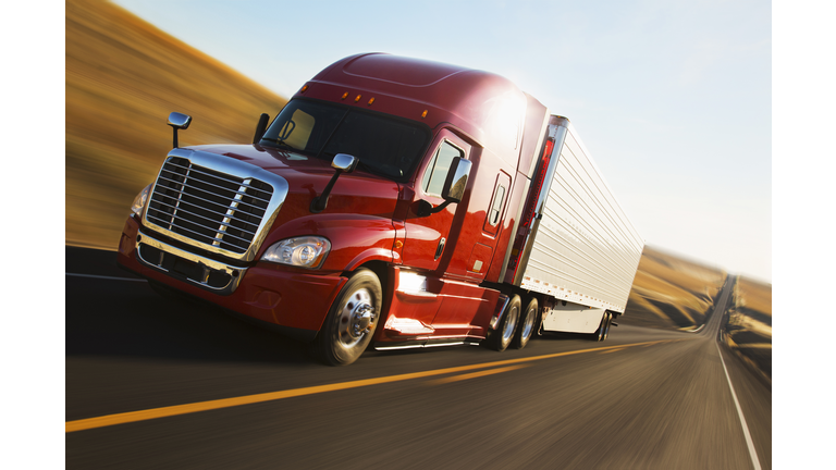 Truck driving on remote road